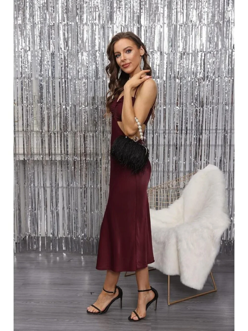 Elegant Natural Ostrich Feather Clutch Bag - Vintage Evening Purse for Banquet